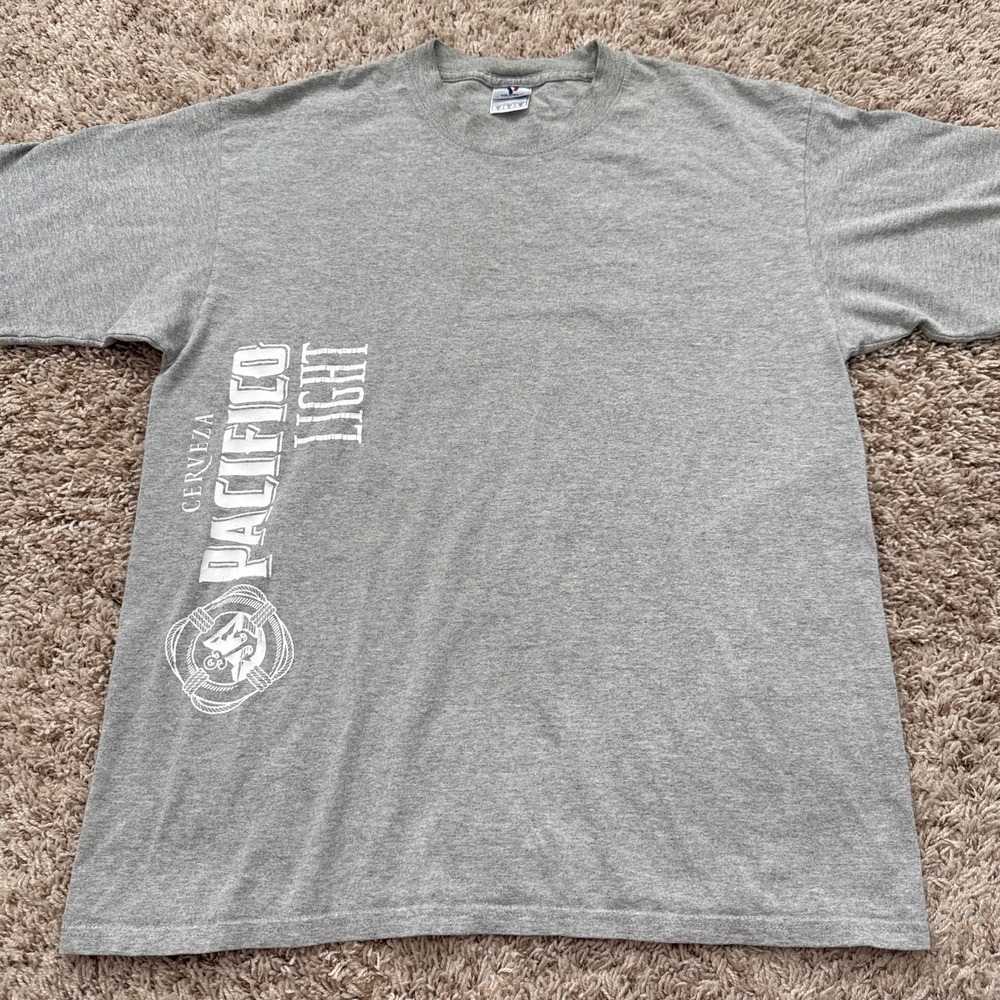 Yazbek Cerveza Pacifico Light T-Shirt Mens Large Gray Short Sleeve Graphic Tee